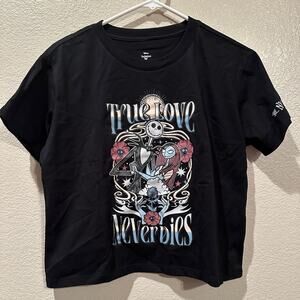 NWOT Disney Nightmare Before Christmas True Love Never Dies Black Crop Tee sz L